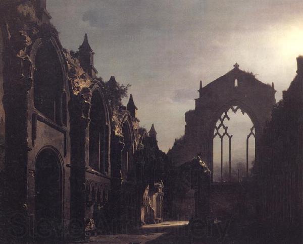 Luis Daguerre The Ruins of Holyrood Chapel,Edinburgh Effect of Moonlight Norge oil painting art